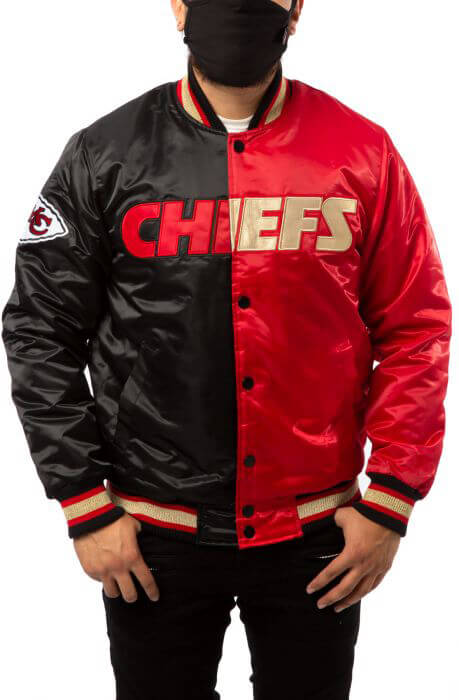 Kansas City Chiefs Black And Red Satin Jacket (1) Kansas City Chiefs Black And Red Satin Jacket