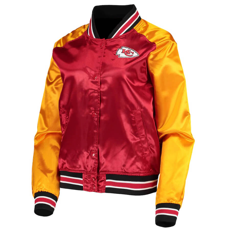 Kansas City Chiefs Red Gold NFL Satin Jacket (1) Kansas City Chiefs Red Gold NFL Satin Jacket