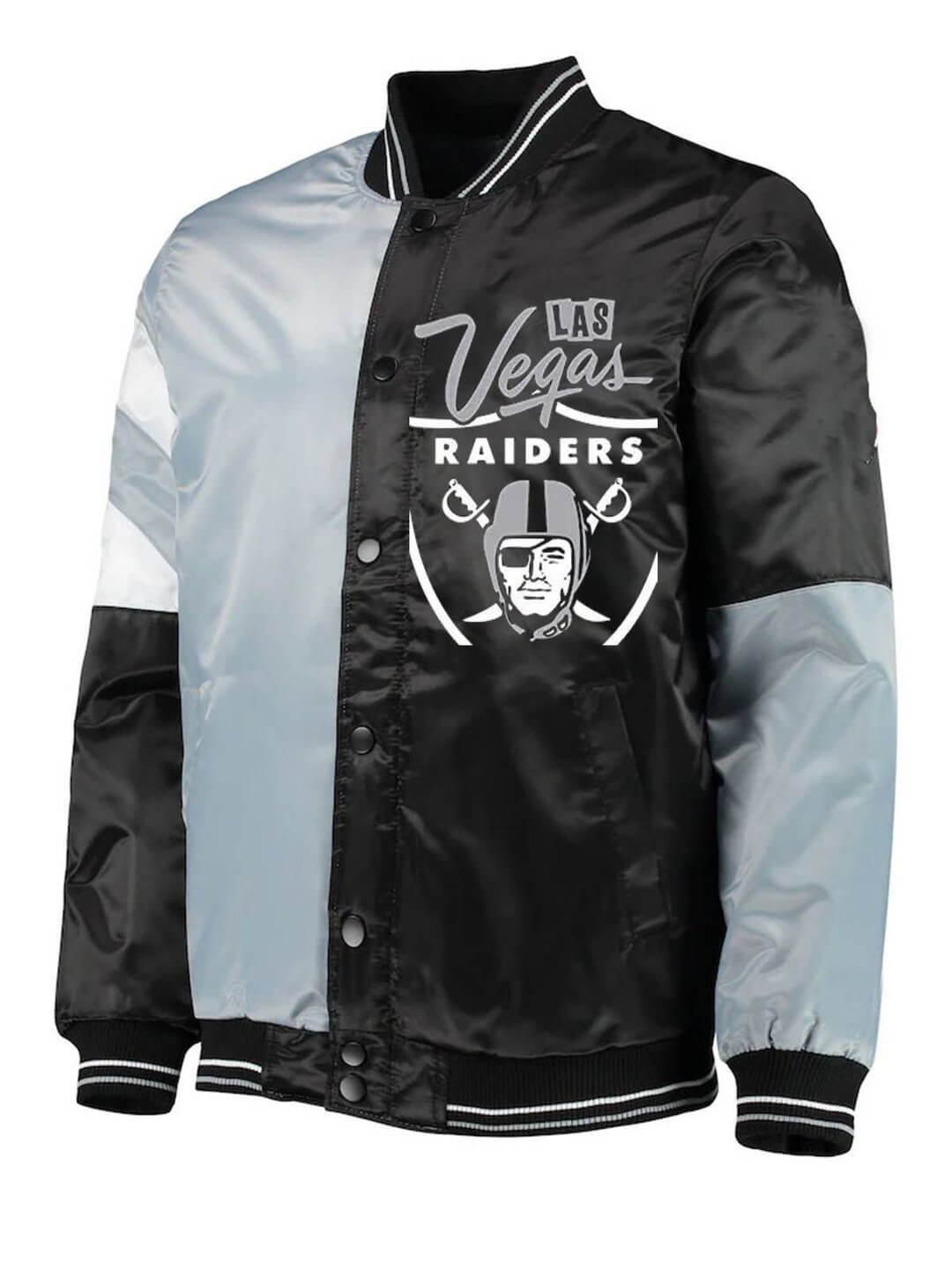 Las Vegas Raiders Color Block Satin Jacket (1) Las Vegas Raiders Color Block Satin Jacket