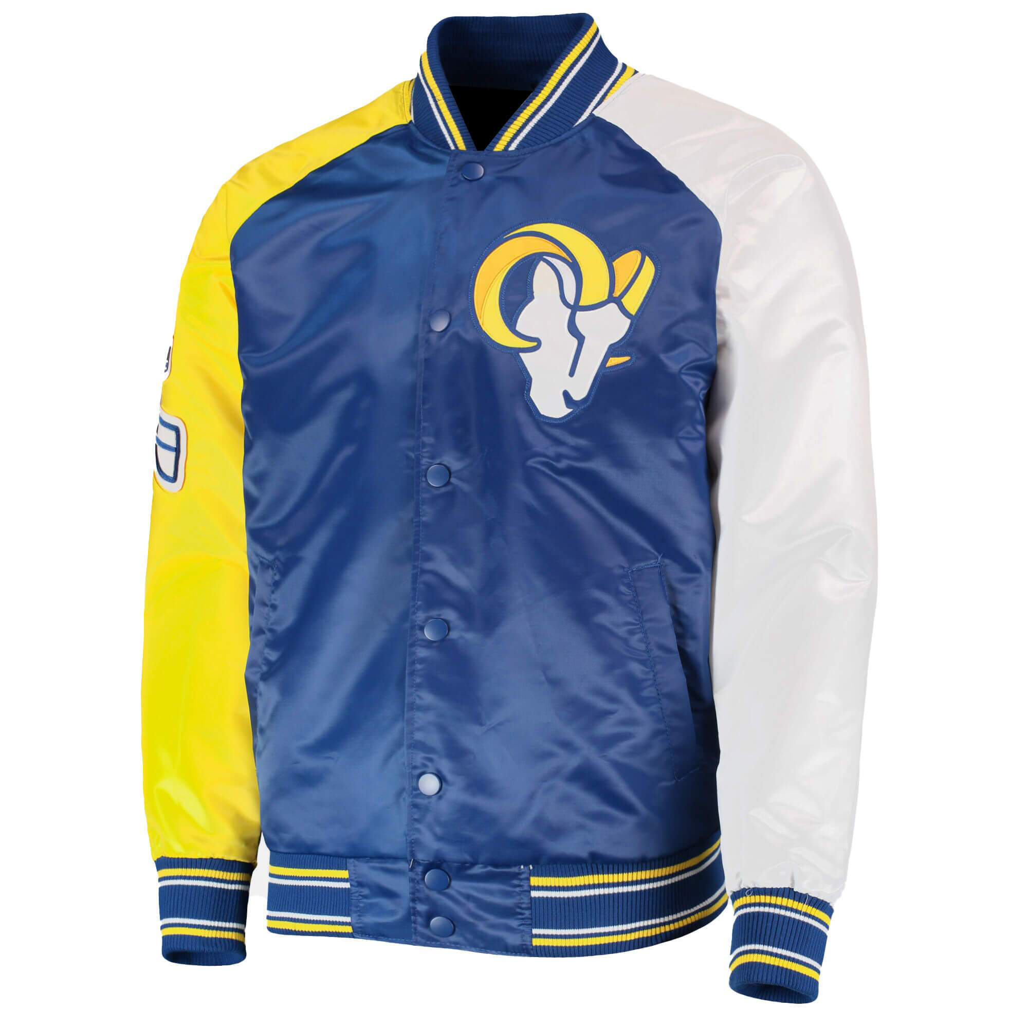 Los Angeles Rams Tricolor NFL Satin Jacket (1) Los Angeles Rams Tricolor NFL Satin Jacket