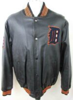 MLB Black Detroit Tigers Leather Jacket