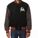 MLB Black Miami Marlins Two Tone Varsity Jacket