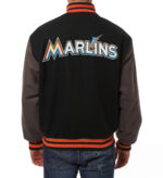MLB Black Miami Marlins Two Tone Varsity Jacket