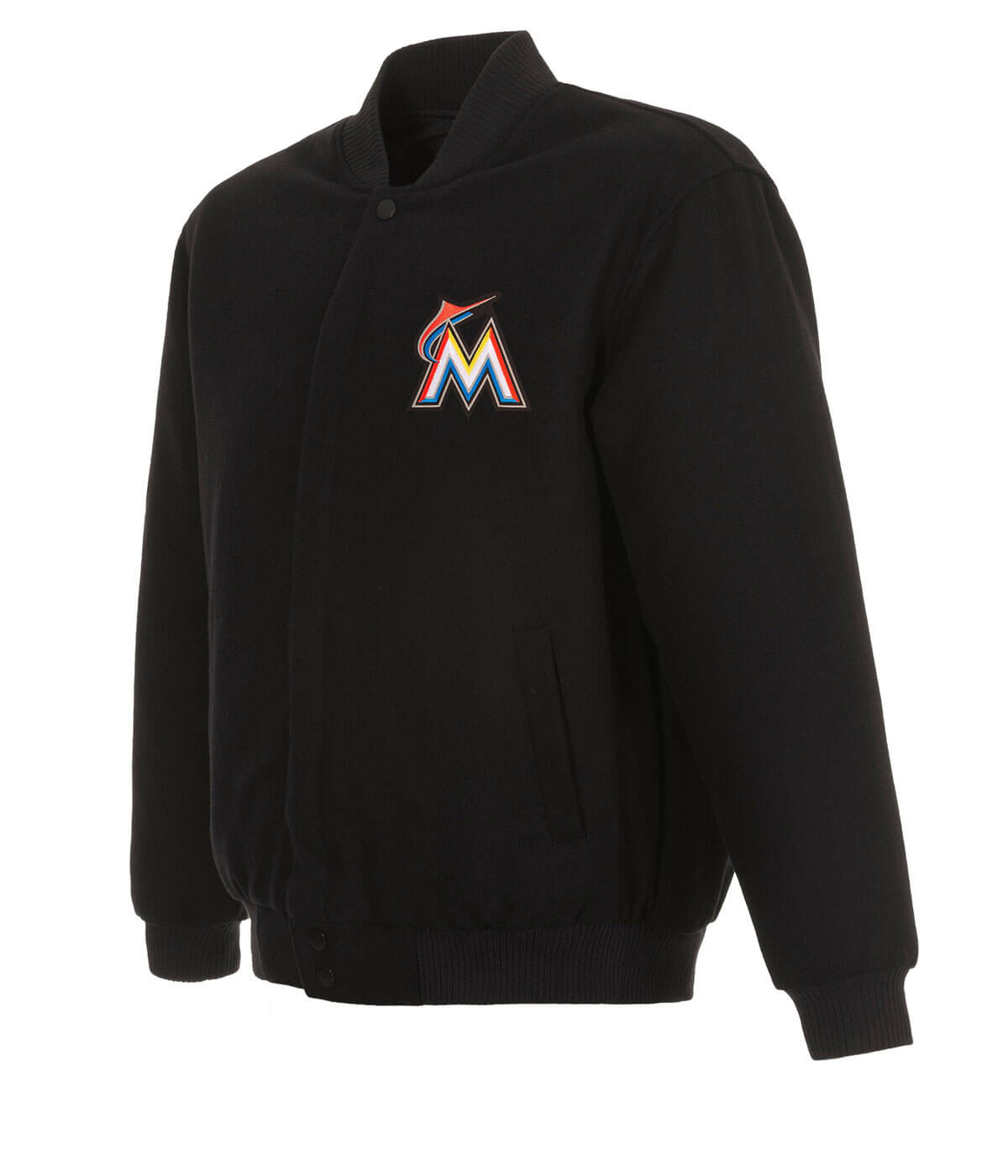 MLB Black Miami Marlins Varsity Jacket (1) MLB Black Miami Marlins Varsity Jacket