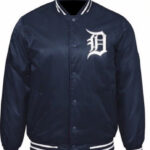 MLB Blue Detroit Tigers Satin Jacket