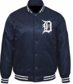MLB Blue Detroit Tigers Satin Jacket