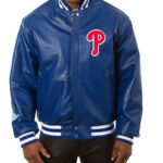 MLB Blue Philadelphia Phillies Leather Jacket