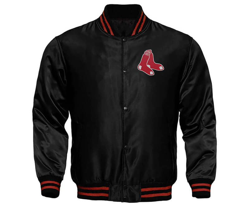MLB Boston Red Sox Locker Room Black Satin Jacket (1) MLB Boston Red Sox Locker Room Black Satin Jacket