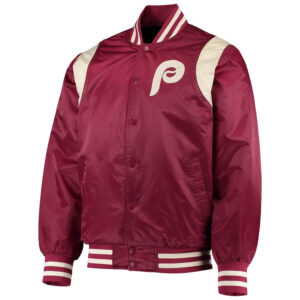 MLB Burgundy Cream Philadelphia Phillies Satin Jacket