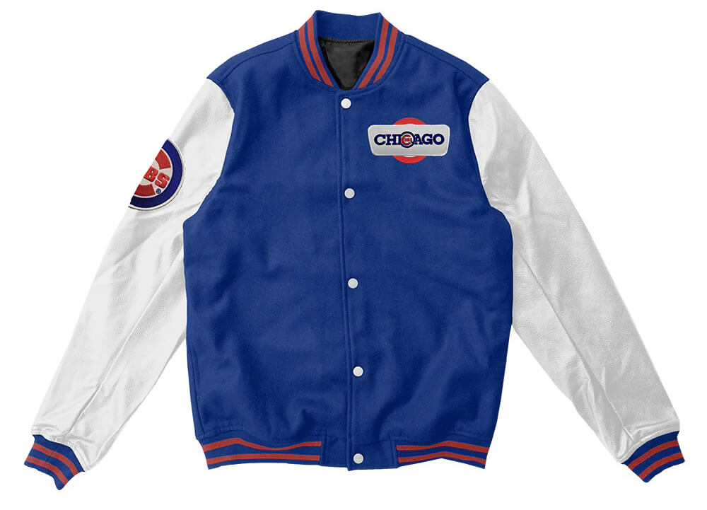 MLB Chicago Cubs Blue White Wool Leather Jacket (1) MLB Chicago Cubs Blue White Wool Leather Jacket