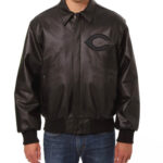 MLB Cincinnati Reds Black Leather Jacket