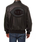 MLB Cincinnati Reds Black Leather Jacket