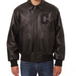 MLB Cleveland Indians Baseball Black Leather Jacket