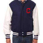 MLB Cleveland Indians Two Tone Wool Leather Jacket