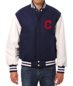 MLB Cleveland Indians Two Tone Wool Leather Jacket