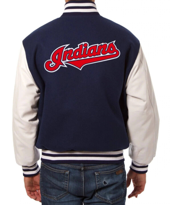 MLB Cleveland Indians Two Tone Wool Leather Jacket