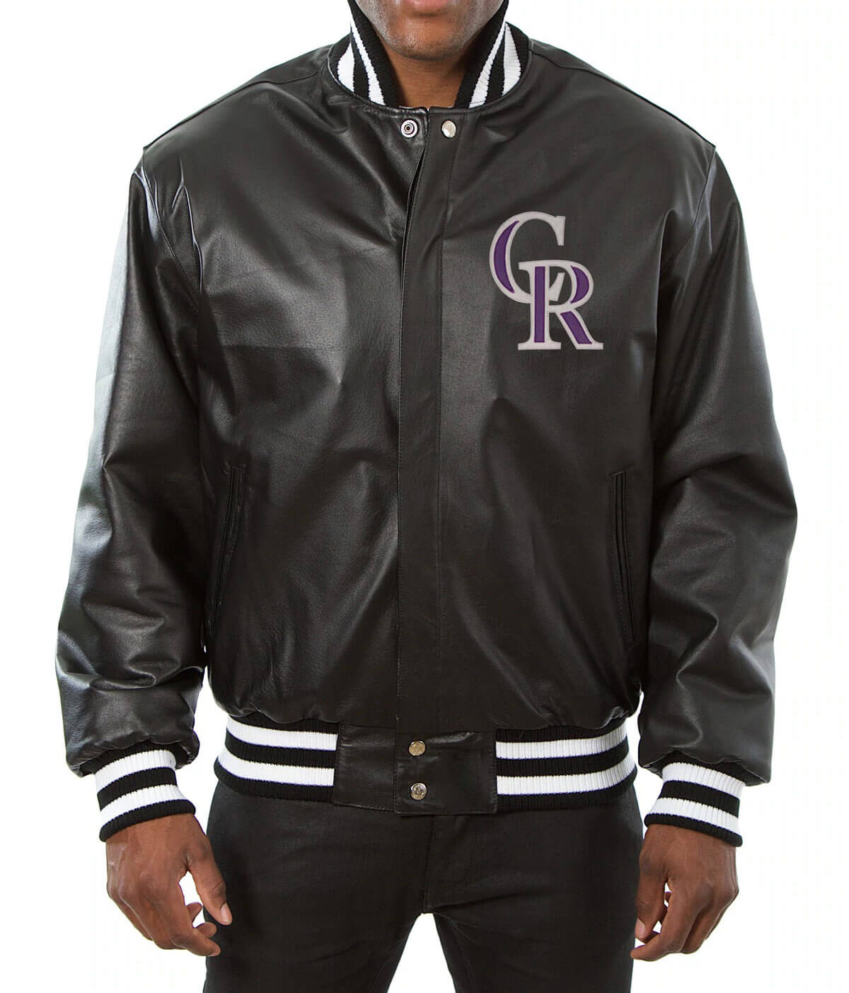 MLB Colorado Rockies Black Leather Jacket (1) MLB Colorado Rockies Black Leather Jacket
