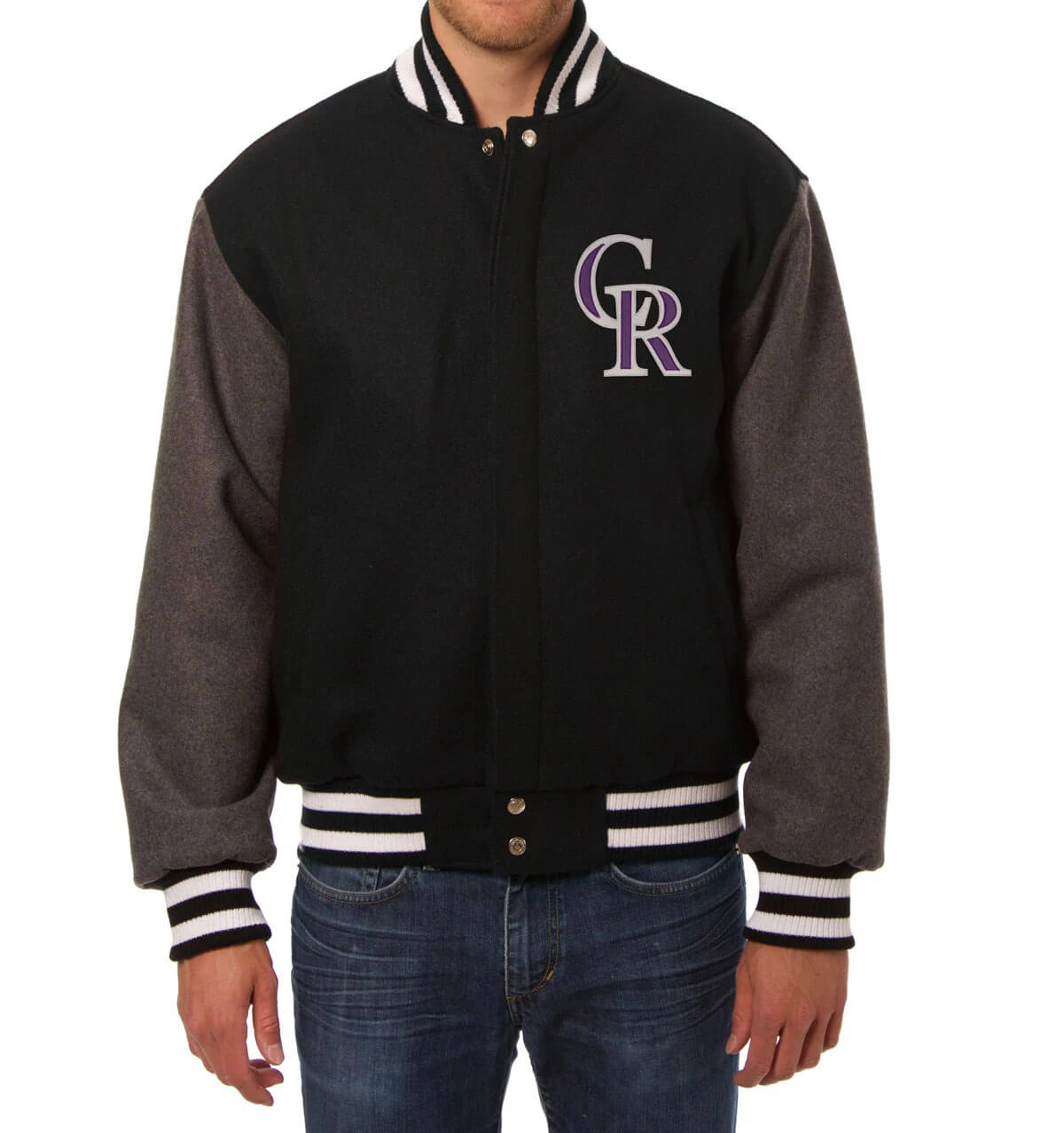 MLB Colorado Rockies Two Tone Varsity Jacket (1) MLB Colorado Rockies Two Tone Varsity Jacket