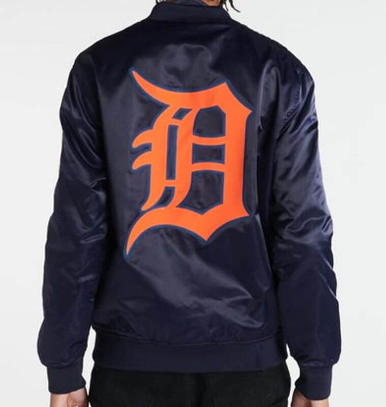 MLB Detroit Tigers Big Logo Satin Jacket (2) MLB Detroit Tigers Big Logo Satin Jacket