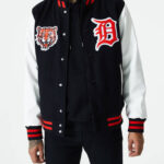 MLB Detroit Tigers Black Wool Leather Jacket