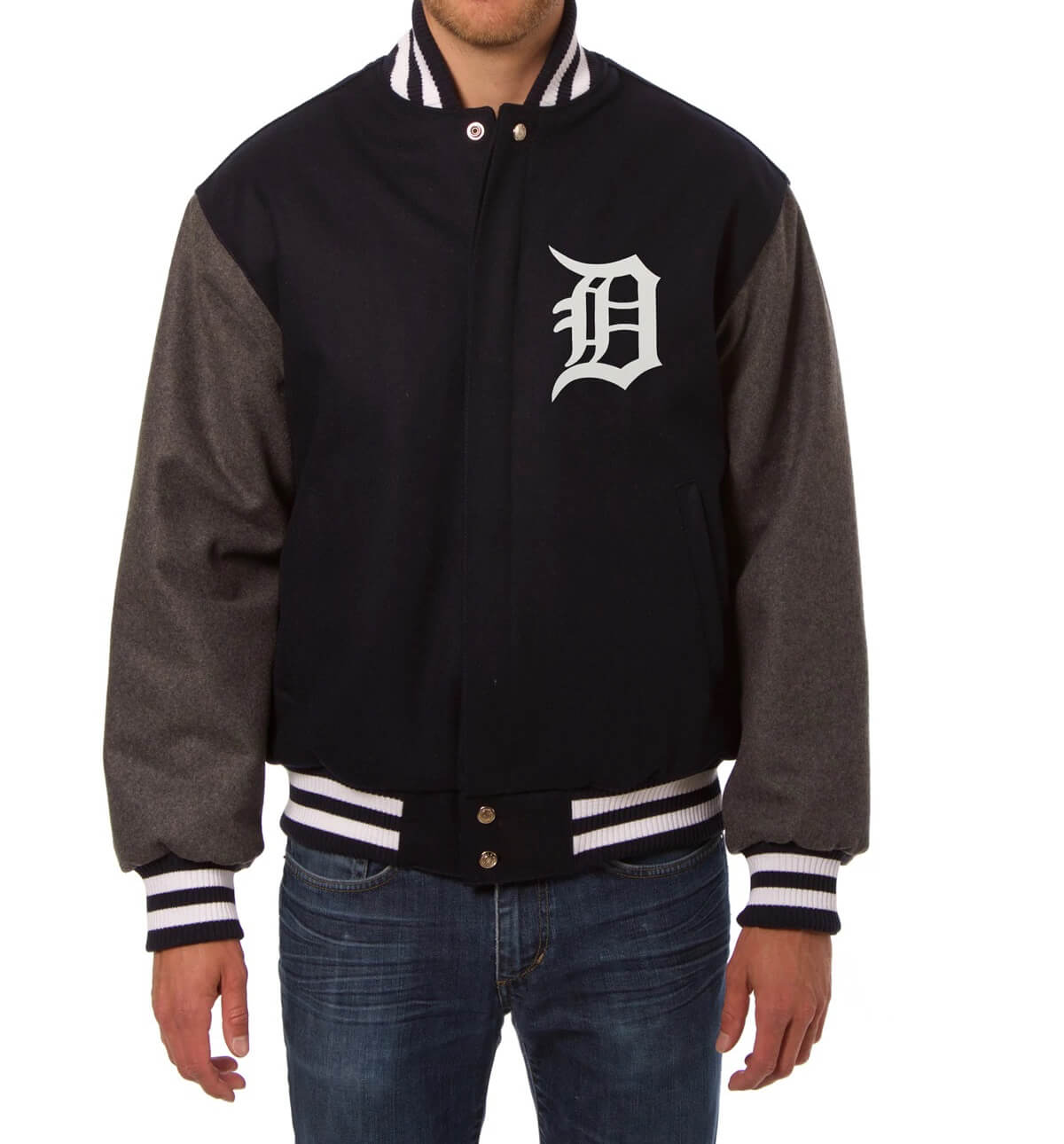 MLB Detroit Tigers Two Tone Varsity Jacket (1) MLB Detroit Tigers Two Tone Varsity Jacket