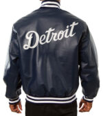 MLB Navy Blue Detroit Tigers Leather Jacket
