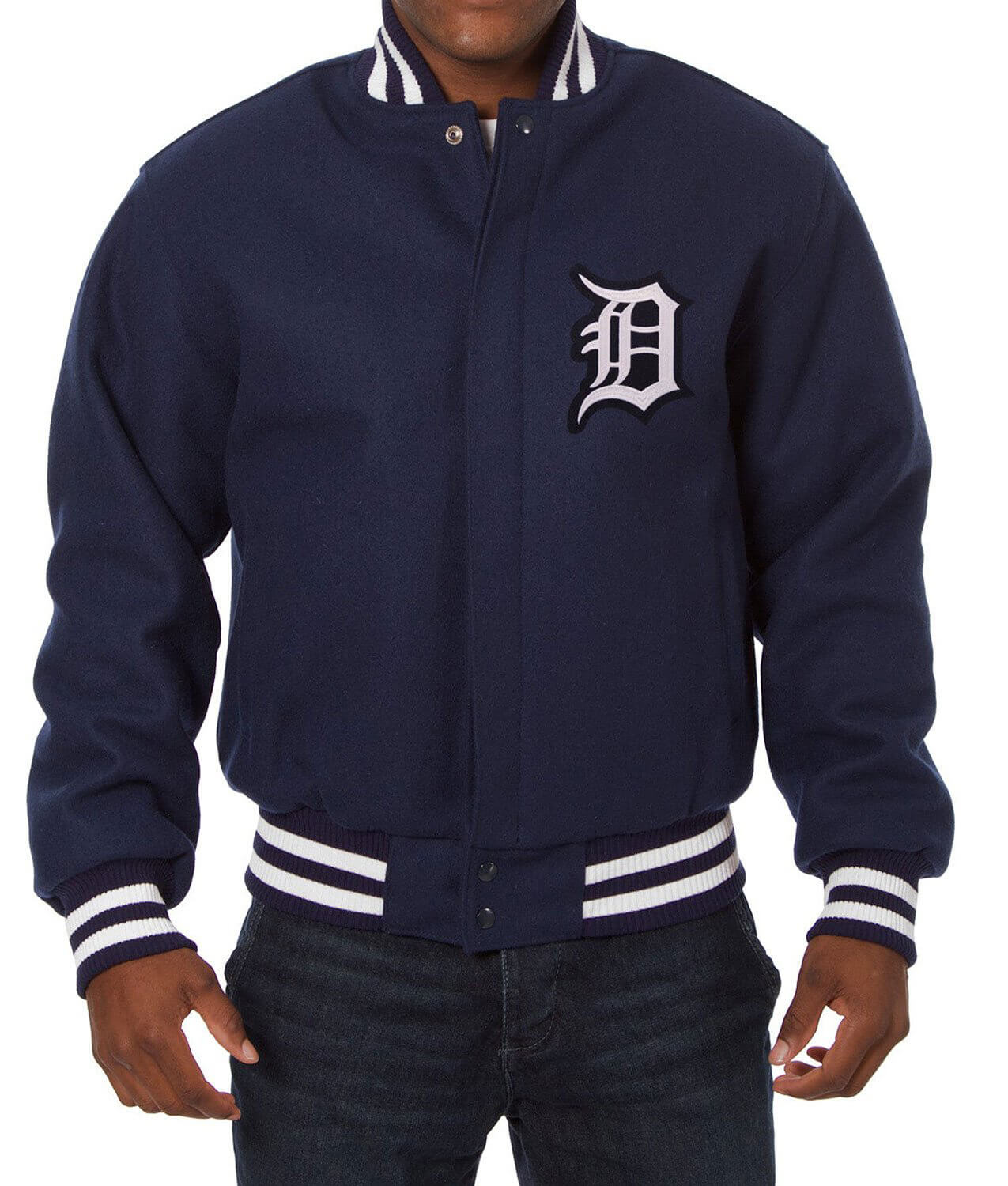 MLB Navy Blue Detroit Tigers Varsity Jacket (1) MLB Navy Blue Detroit Tigers Varsity Jacket