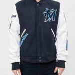 MLB Navy Blue Miami Marlins Varsity Jacket