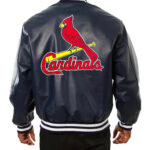MLB Navy Blue St. Louis Cardinals Leather Jacket