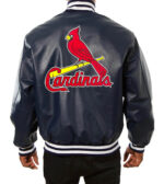 MLB Navy Blue St. Louis Cardinals Leather Jacket