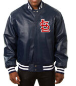 MLB Navy Blue St. Louis Cardinals Leather Jacket