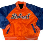 MLB Navy Orange Detroit Tigers Satin Jacket