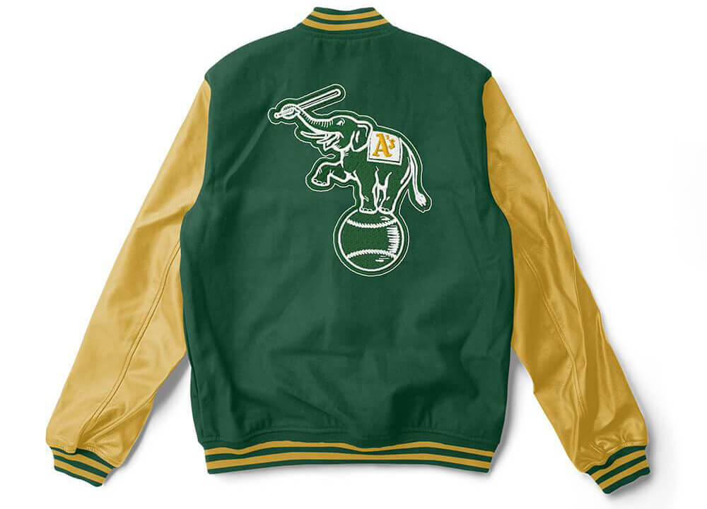 MLB Oakland Athletics Green Varsity Jacket (2) MLB Oakland Athletics Green Varsity Jacket