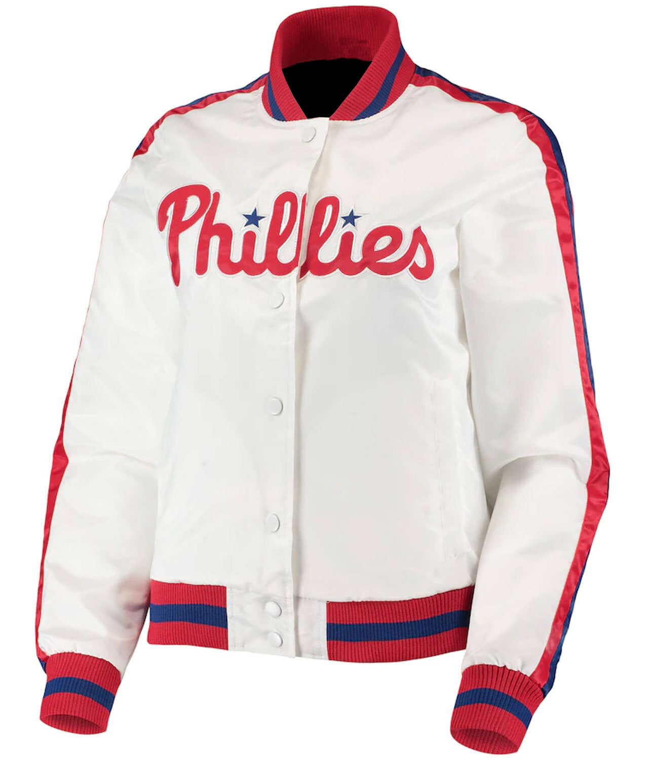 MLB Philadelphia Phillies White Satin Jacket (1) MLB Philadelphia Phillies White Satin Jacket