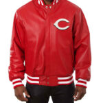 MLB Red Cincinnati Reds Leather Jacket