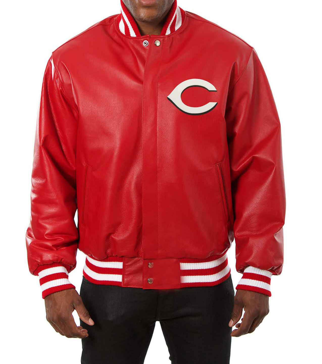 MLB Red Cincinnati Reds Leather Jacket (1) MLB Red Cincinnati Reds Leather Jacket