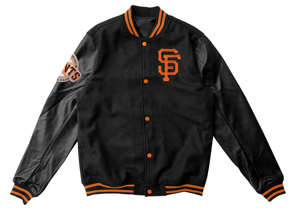 MLB San Francisco Giants Black Varsity Jacket (1) MLB San Francisco Giants Black Varsity Jacket