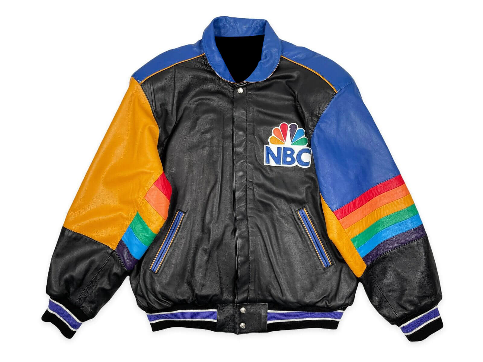 NBC Sports Jeff Hamilton Colorblock Leather Jacket (2) NBC Sports Jeff Hamilton Colorblock Leather Jacket