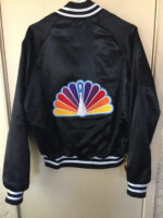 NBC Sports Peacock Logo Black Satin Jacket