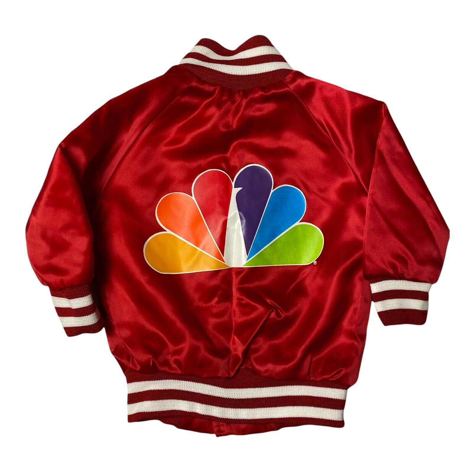 NBC Sports Red Vintage Chalk Line Satin Jacket (2) NBC Sports Red Vintage Chalk Line Satin Jacket