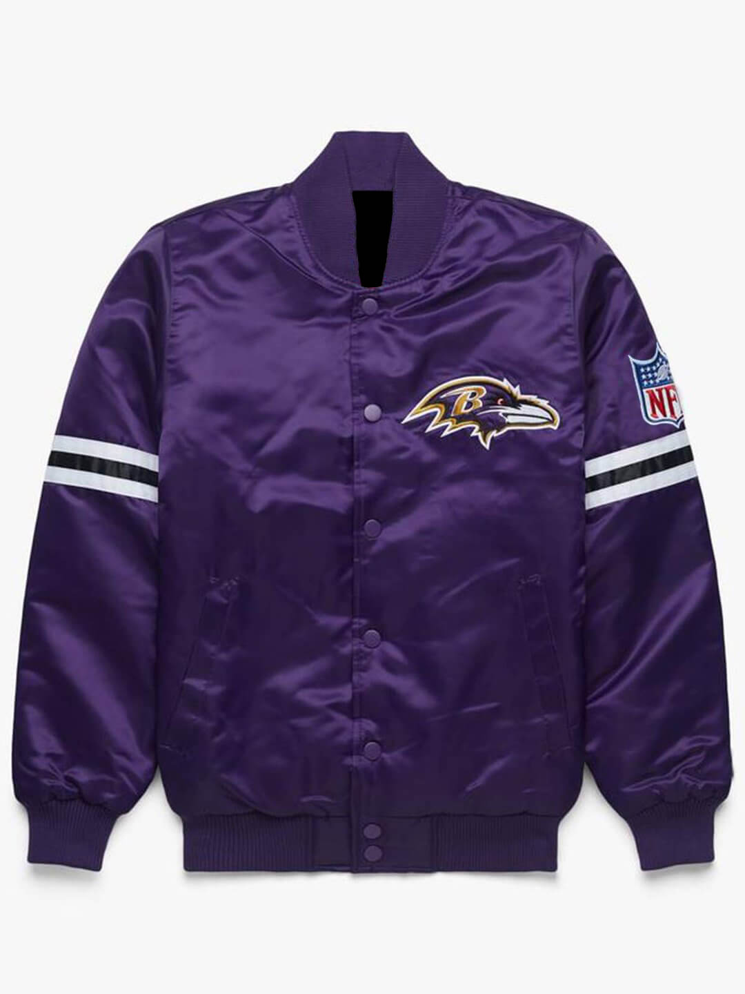 NFL Baltimore Ravens Purple Satin Jacket (1) NFL Baltimore Ravens Purple Satin Jacket