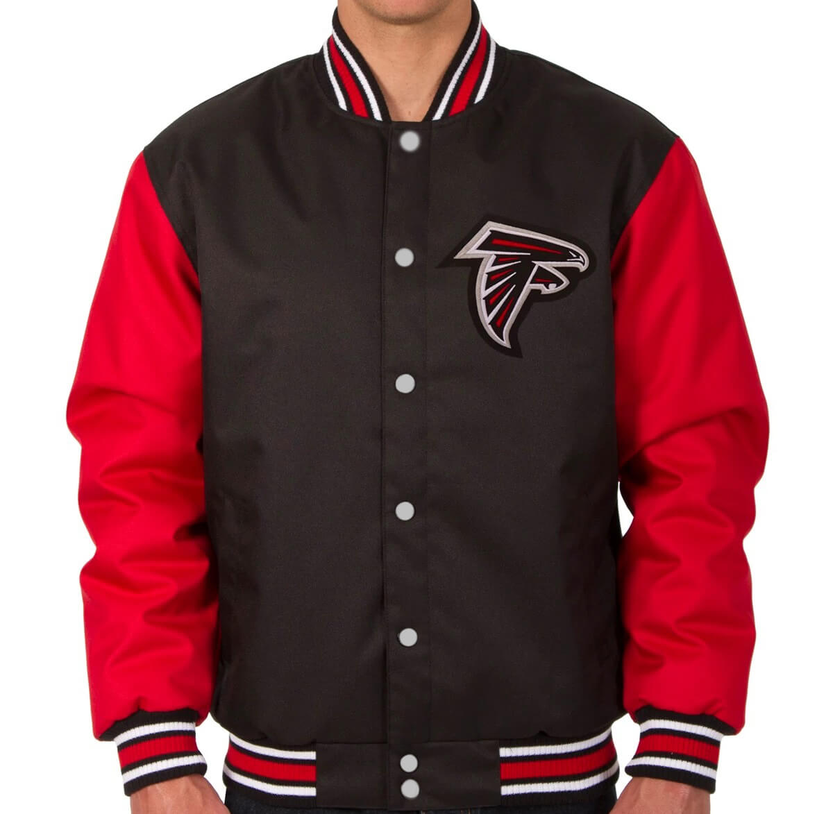 NFL Black And Red Atlanta Falcons Textile Jacket (1) NFL Black And Red Atlanta Falcons Textile Jacket