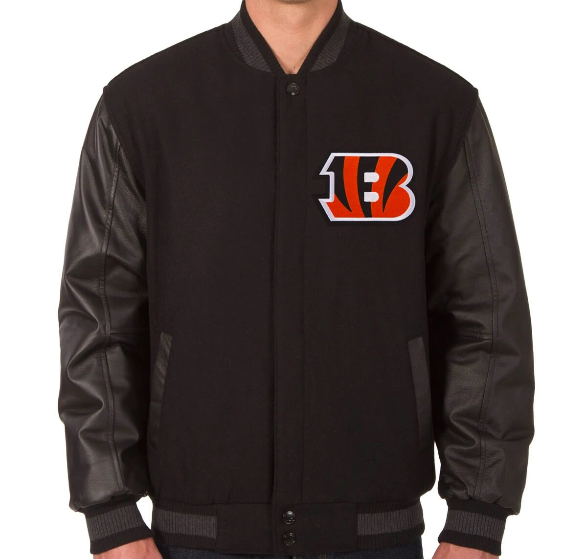 NFL Black Cincinnati Bengals Varsity Jacket (1) NFL Black Cincinnati Bengals Varsity Jacket