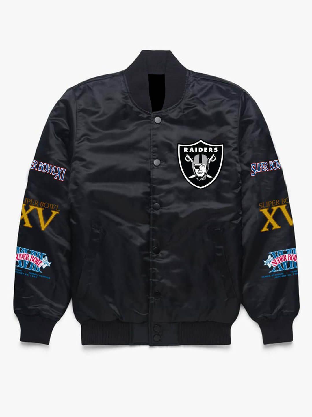 NFL Black Las Vegas Raiders Satin Jacket (1) NFL Black Las Vegas Raiders Satin Jacket