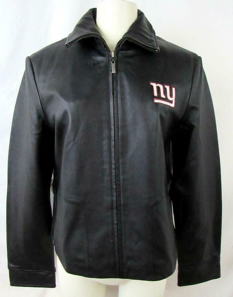 NFL Black New York Giants Football Leather Jacket (1) NFL Black New York Giants Football Leather Jacket