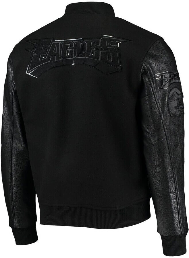 NFL Philadelphia Eagles Varsity Jacket with Back Patch - Black