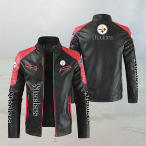 NFL Black Red Pittsburgh Steelers Leather Jacket