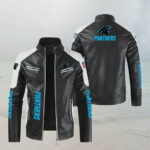 NFL Black White Carolina Panthers Leather Jacket