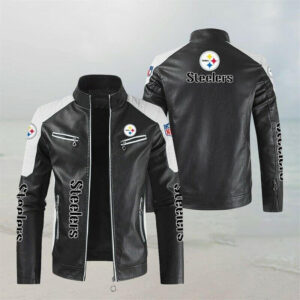 NFL Black White Pittsburgh Steelers Leather Jacket