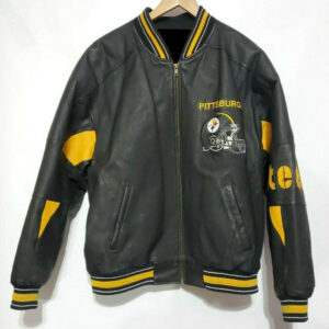 NFL Black Yellow Pittsburgh Steelers Leather Jacket